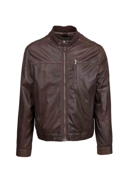 GIMOS -Brown leather jacket made in Italy.
