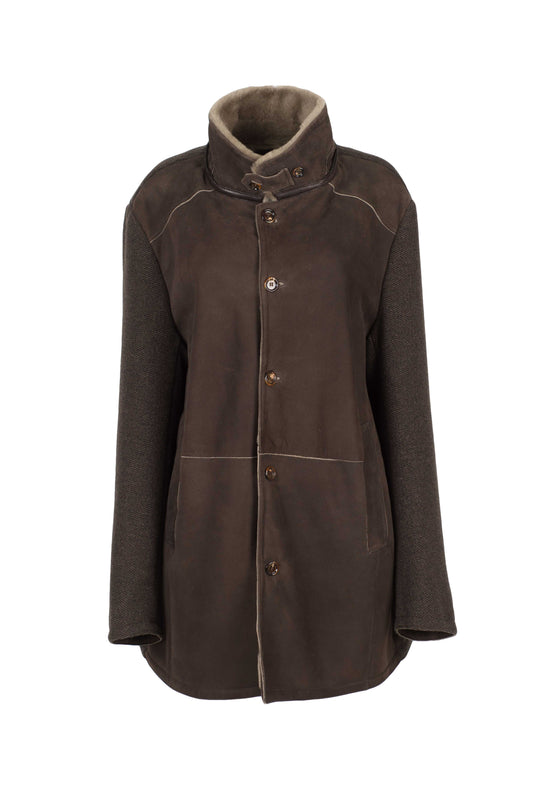 GIMOS - Men's Brown Sheepskin and enhanced Wool Parka
