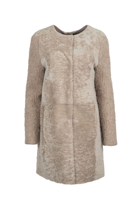 GIMOS - Women's Beige Sheepskin Coat Made in ITALY