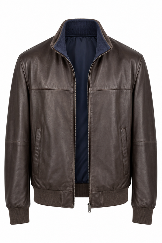 GIMOS- Men's Brown Reversible Leather Jacket