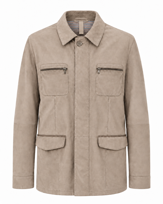 GIMOS - Mens's Light Taupe Suede Jacket