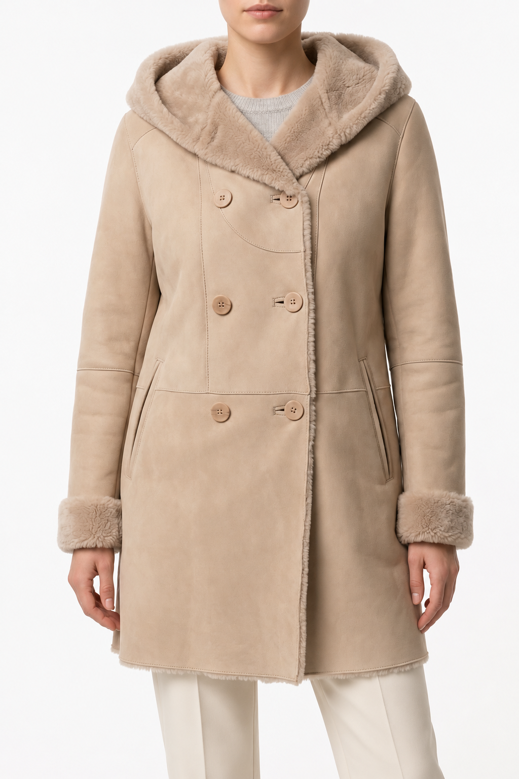 GIMOS - Women's Beige Sheepskin Parka