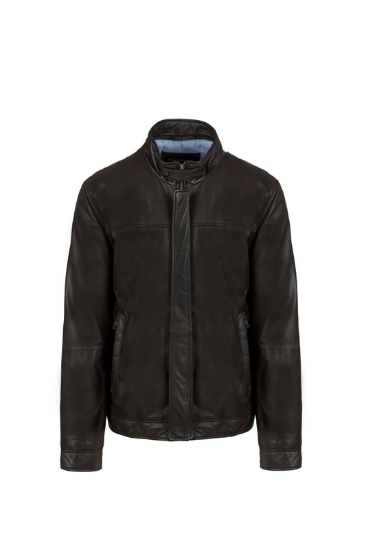 GUY LAROCHE - Men's Brown Leather Jacket