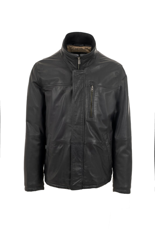 Guy Laroche men’s leather jacket, regular fit, front view