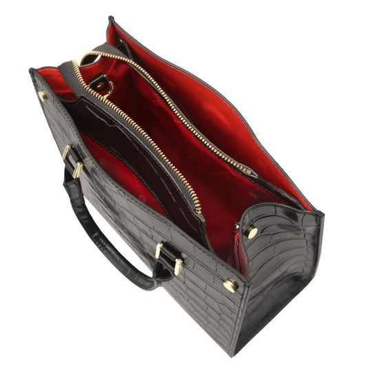Croque Croc print leather handbag