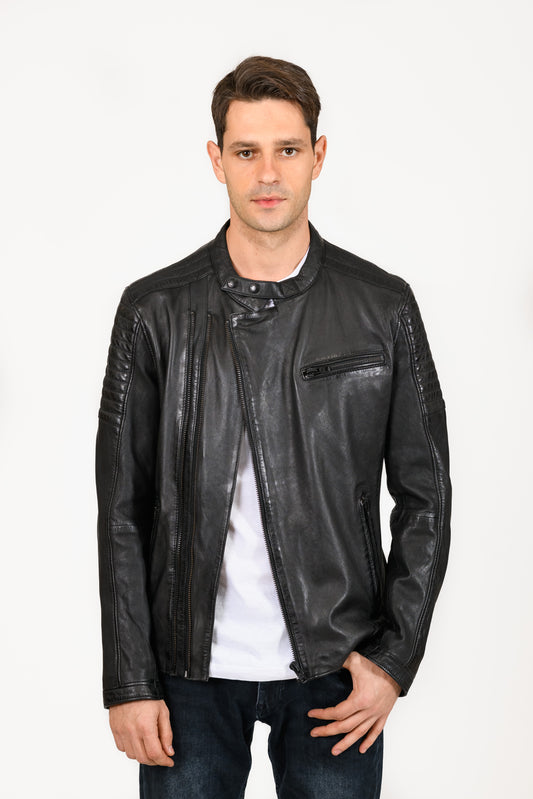 Hooper - Men's Biker Leather Jacket.