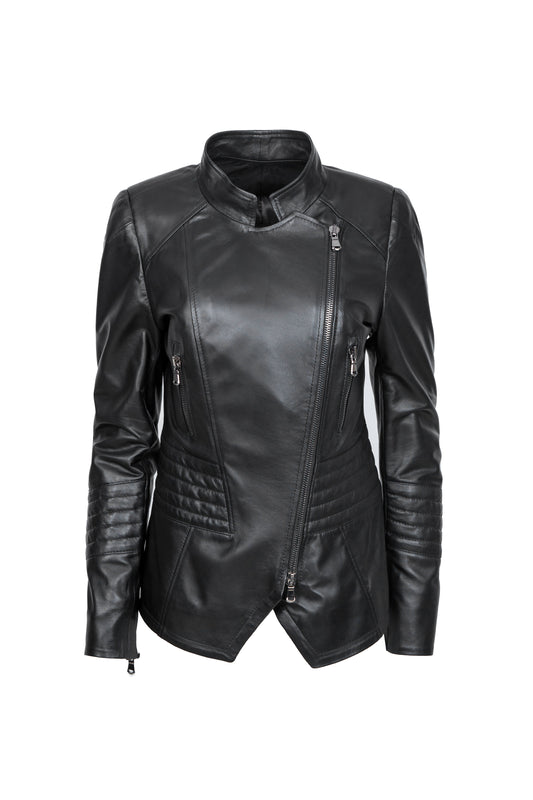 DAPHNE- Women's Handmade biker leather jacket