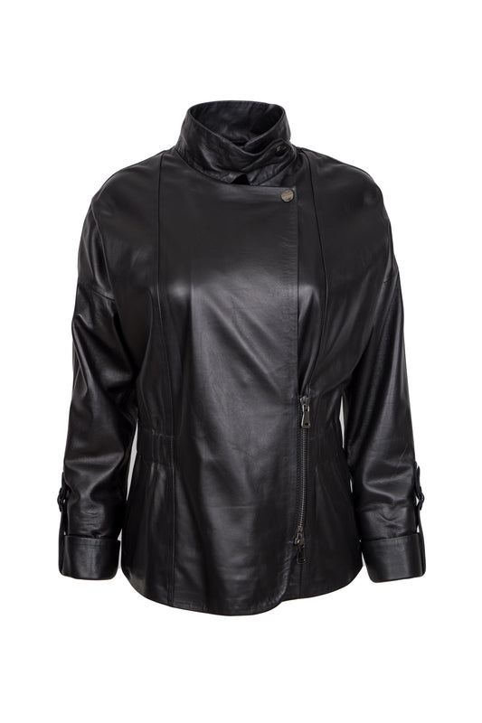 ALISON - Women's black leather jacket.