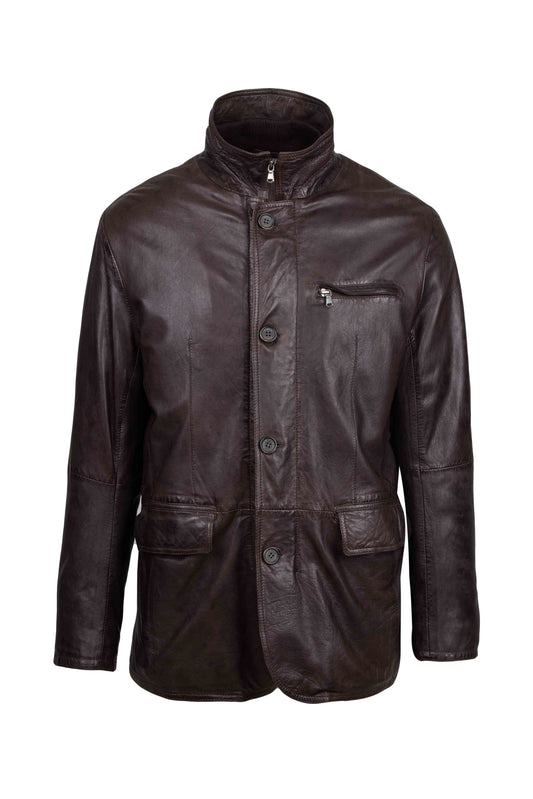 GIMOS - Men's Brown Leather Blazer
