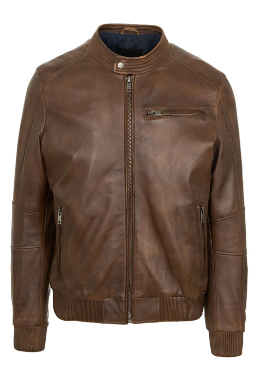 JEANLUKE - Men's Brown Bomber Jacket with removable hood