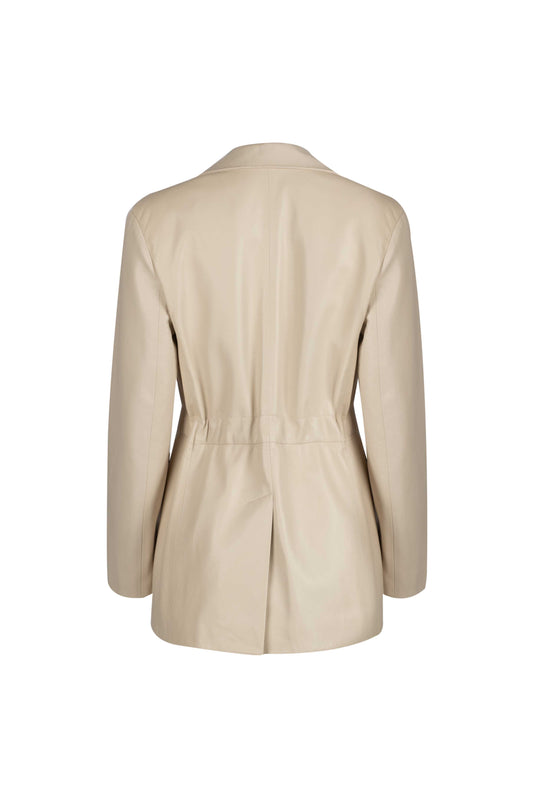 KARINA - Women's Beige Long Leather Blazer
