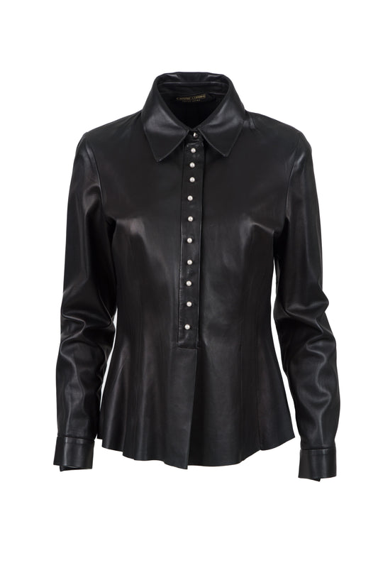4108 - Women's Black Leather Shirt