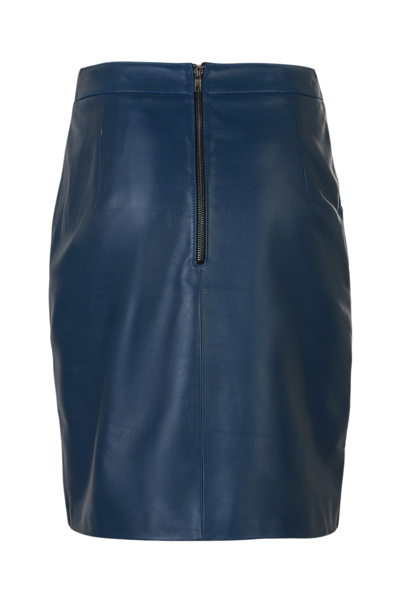 LIPA - Χειροποίητη Μπλε Δερμάτινη Ψιλόμεση Φούστα
