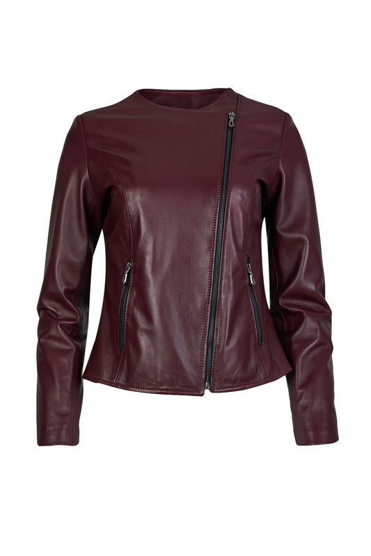 MATILDA- Handmade Women's Burgundy Leather Jacket