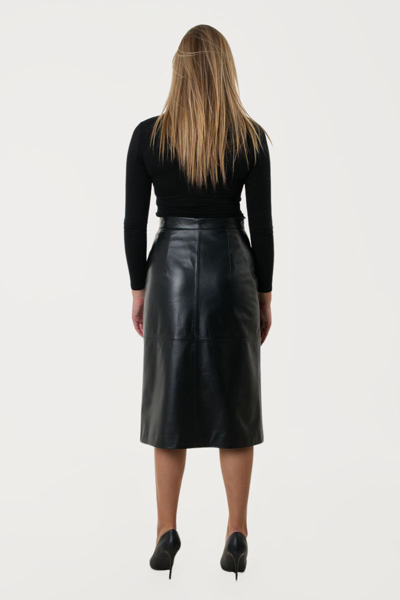 CHRISTA – Χειροποίητη Μακριά Δερμάτινη Φούστα