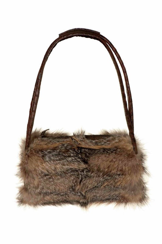 Genuine Brown fur and Leather bag