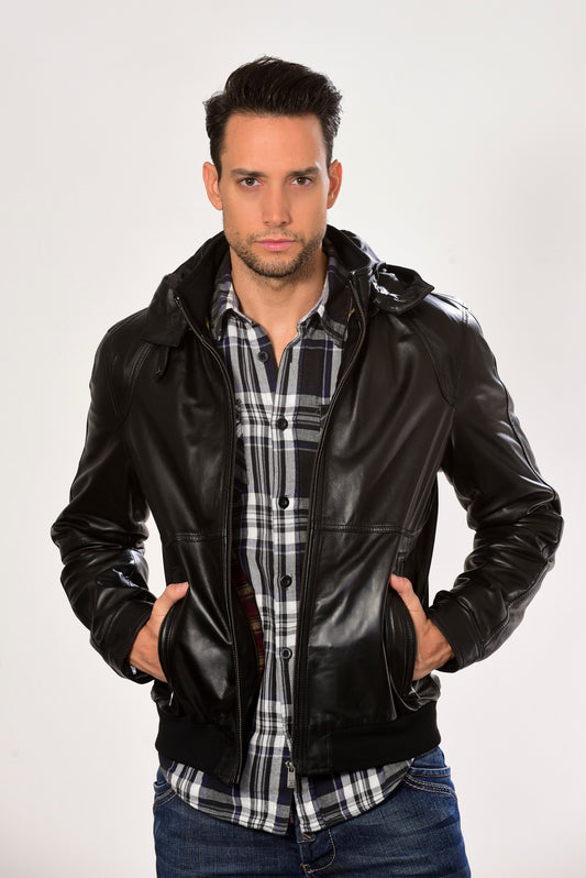 GUY LAROCHE - 788 Men's Bomber Leather Jacket