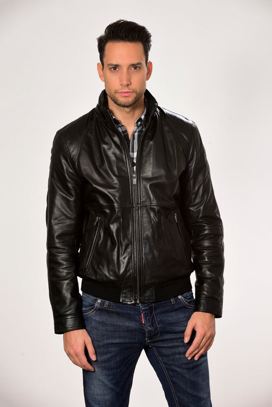 GUY LAROCHE - 788 Men's Bomber Leather Jacket