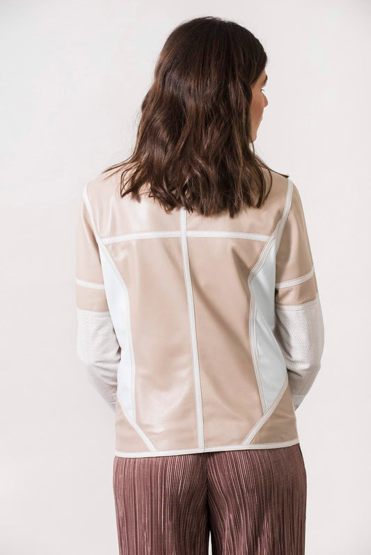 KATIE - Women's Beige Leather jacket size XL