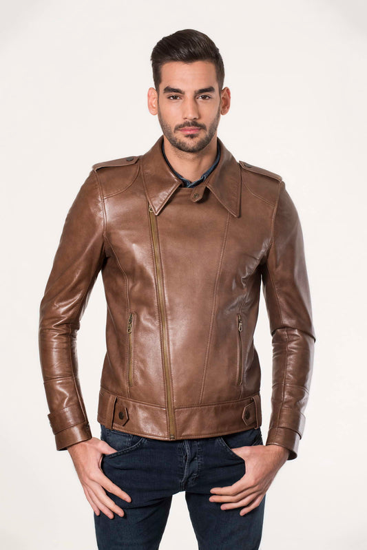 JAX- Men's Camel Leather Jacket