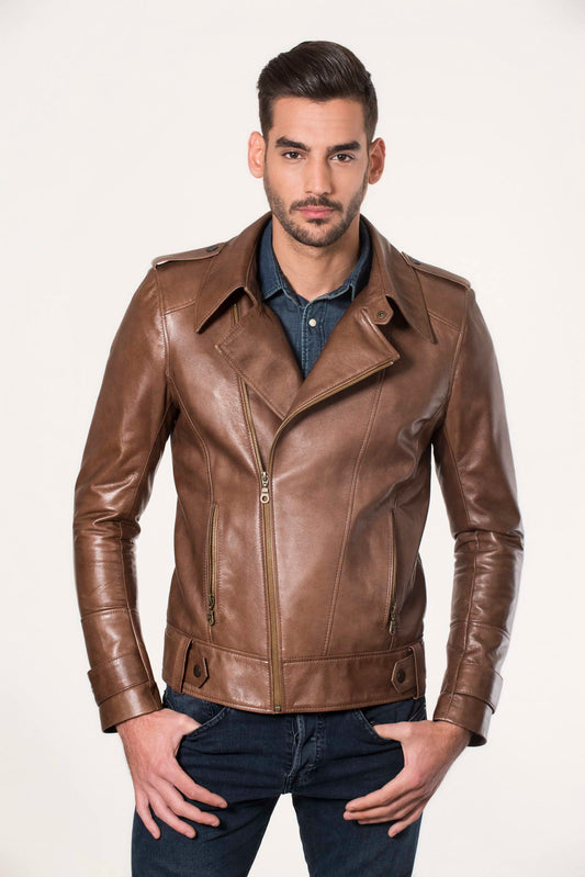 JAX- Men's Camel Leather Jacket