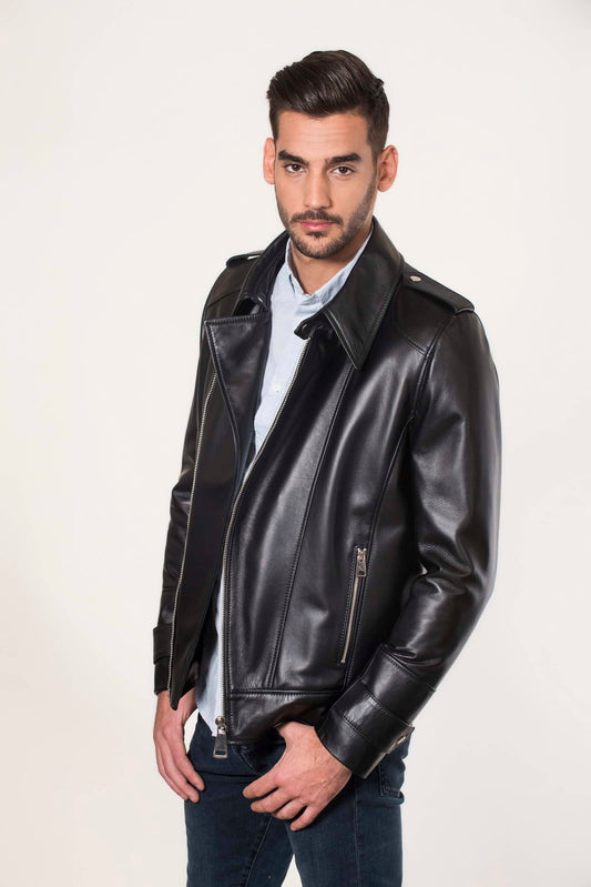 JAX- Men's Black biker Leather Jacket