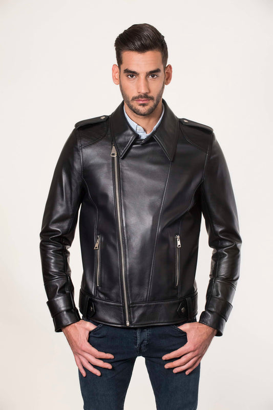 JAX- Men's Black biker Leather Jacket