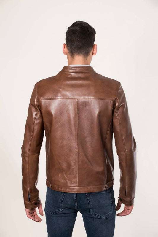 1524- Men's Camel Leather Jacket