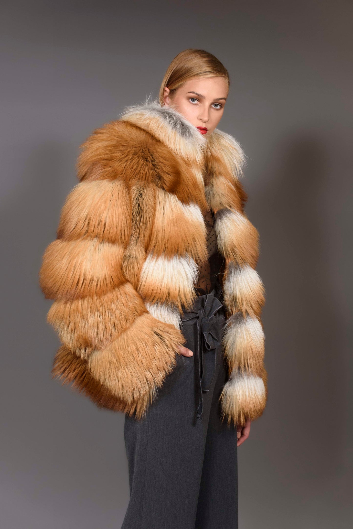 SAGA Gold Fox Fur Jacket - Size Medium