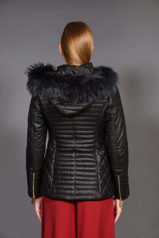 VANESSA- Long biker leather jacket