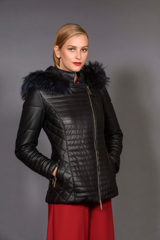 VANESSA- Long biker leather jacket