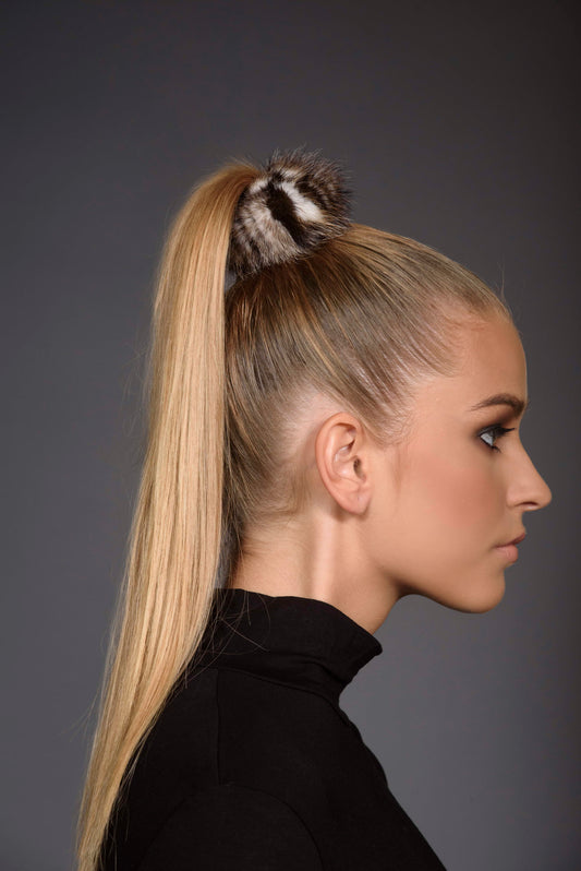 FUR scrunchie, Two color mink ponytail holder,