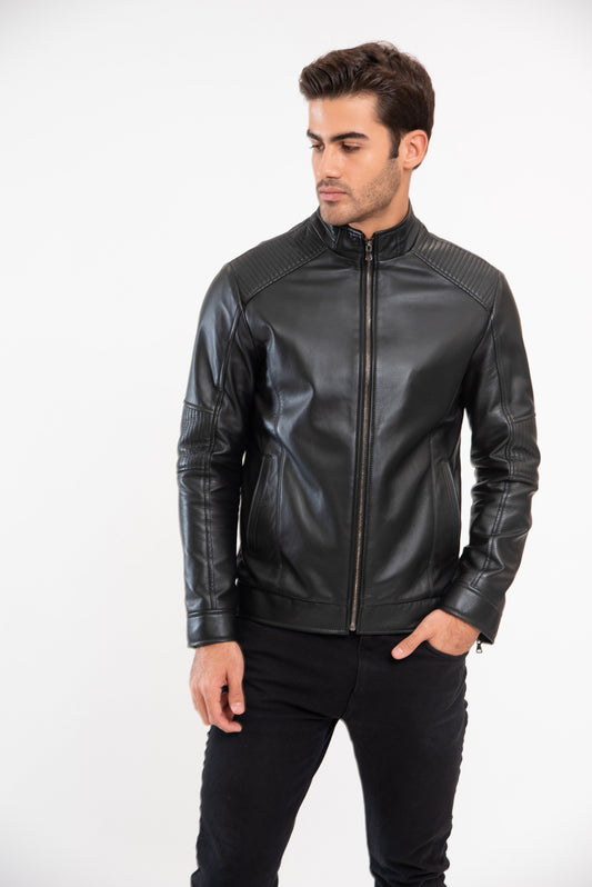 CLAY - Men's Black biker leather jacket