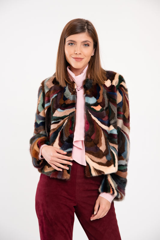 DONNA - Multicolor Γούνινο Cropped Ζακετάκι