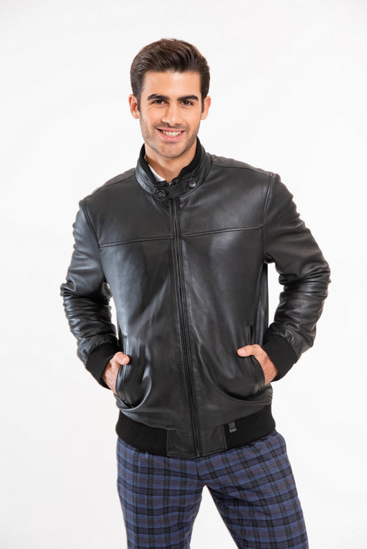 ALCOTT- Men's bomber leather jacket
