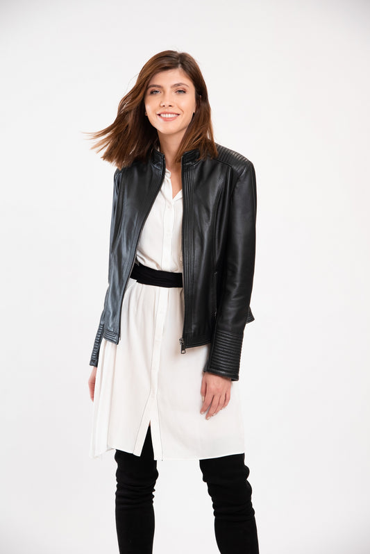 ALICE - Γυναικείο Biker Δερμάτινο μπουφάν