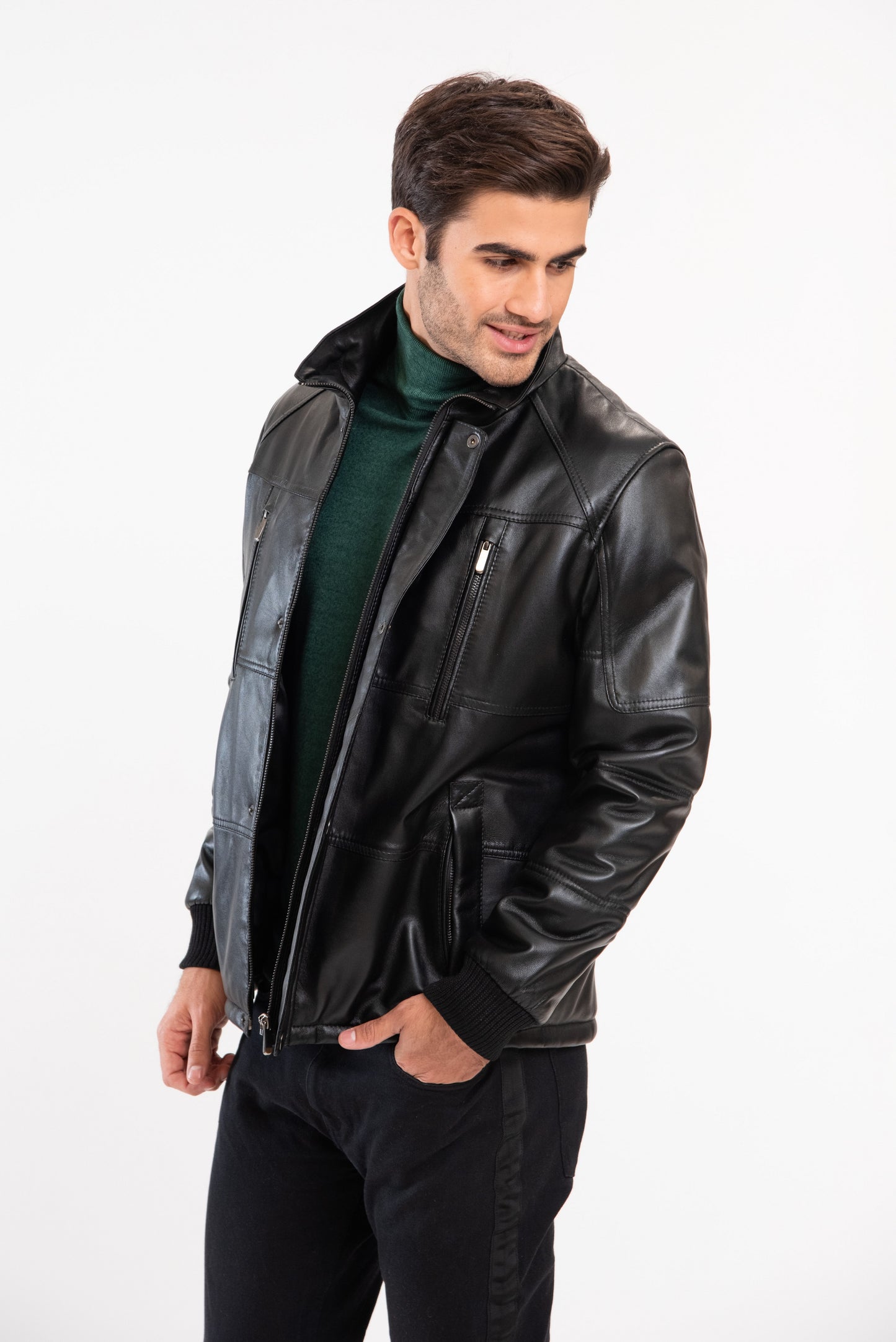 MAXIMILIAN- Men's Black Leather Jacket