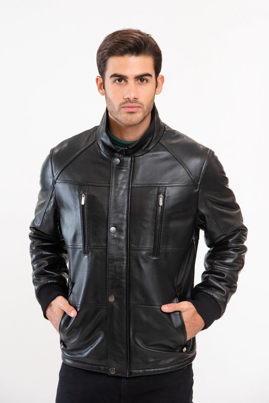 MAXIMILIAN- Men's Black Leather Jacket