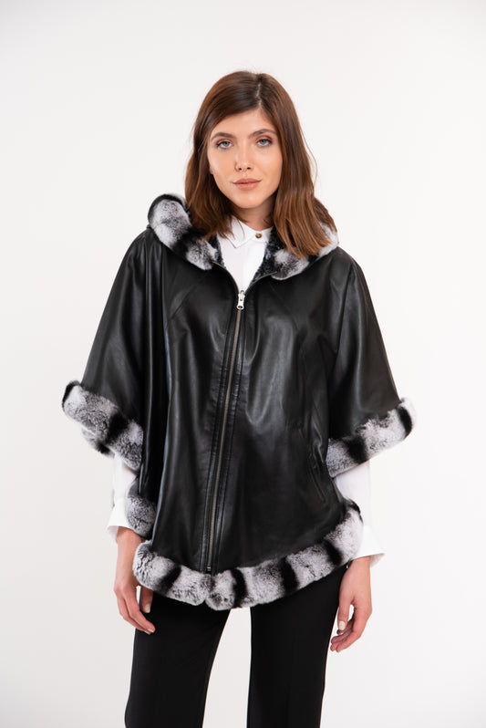 GUODA - Reversible (Ντουμπλ φας) Δερμάτινη Κάπα με Γούνα