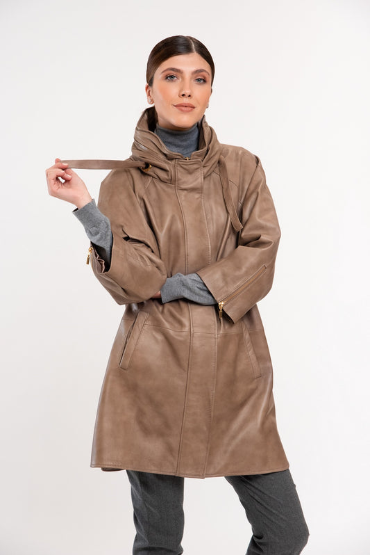 MORENA – Γκρι Elephant Χειροποίητο Δερμάτινο Παρκά