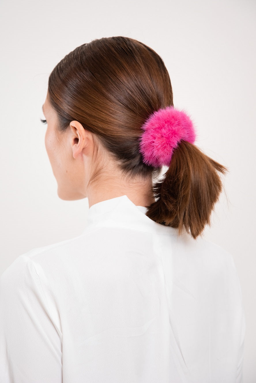 Φούξια Γούνινο Λαστιχάκι για τα Μαλλιά