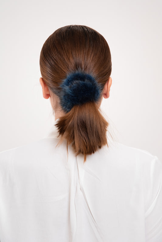 Μπλε Γούνινο Λαστιχάκι για τα Μαλλιά