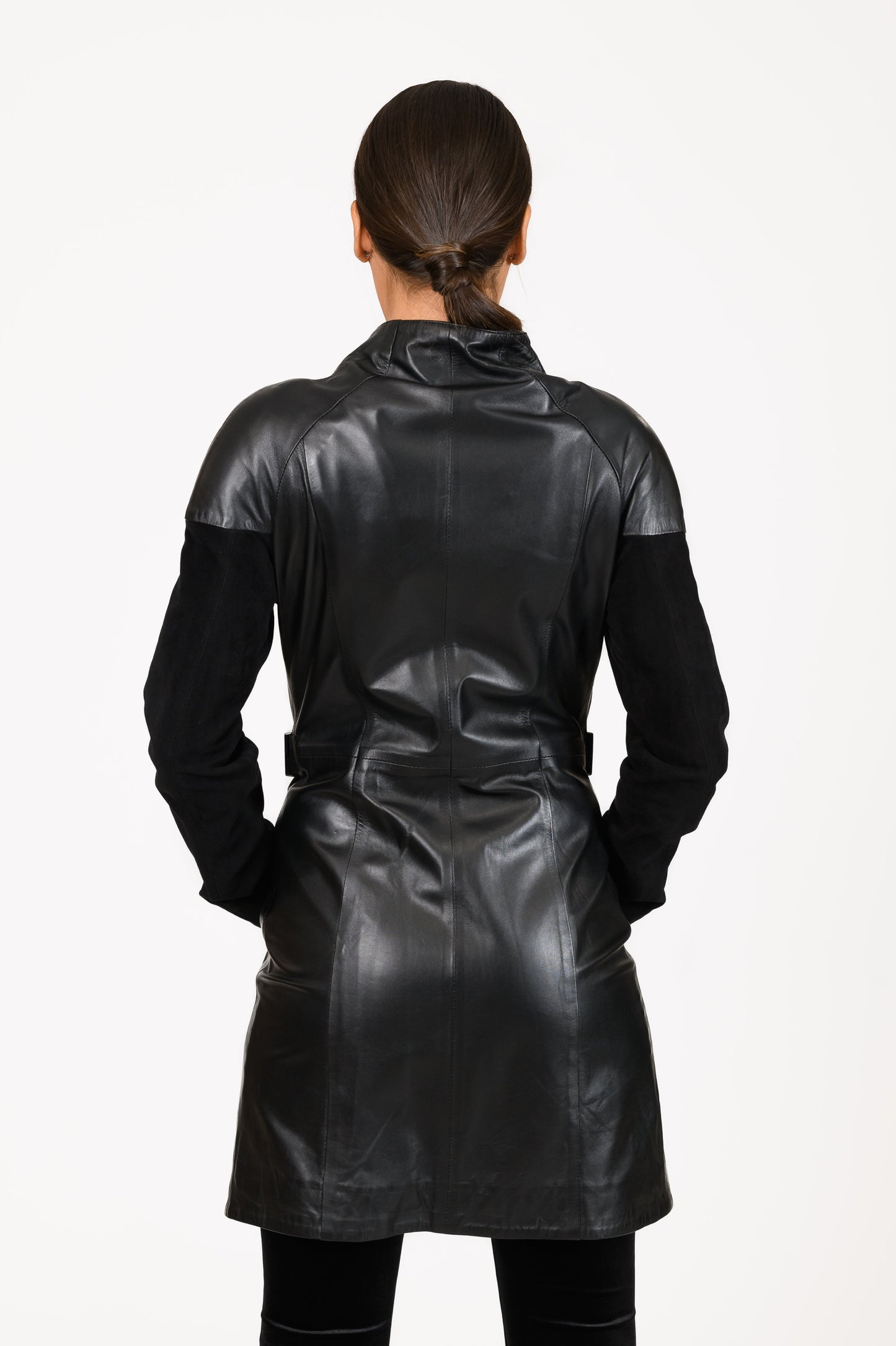 8816 - Γυναικεία Δερμάτινη Καμπαρντίνα