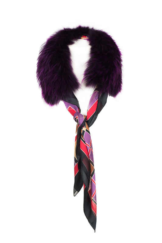 Μοβ Γούνινος Γιακάς με Αποσπώμενο Φουλάρι