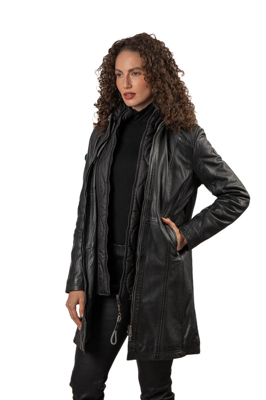 MILENE - Women's Leather Parka Coat