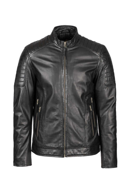 ROSHAN - Mens's Black Biker Leather Jacket