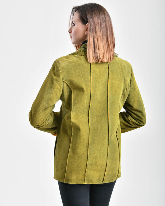 Green Camoscio Pony Jacket