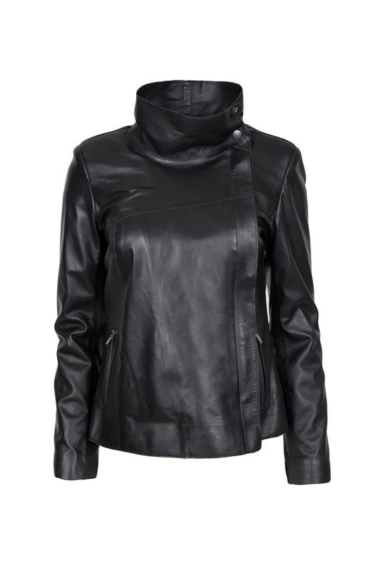 SELENE - Women's assymetrical Handmade leather jacket