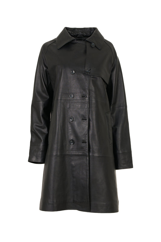 Women's Genuine Leather Trench Coat