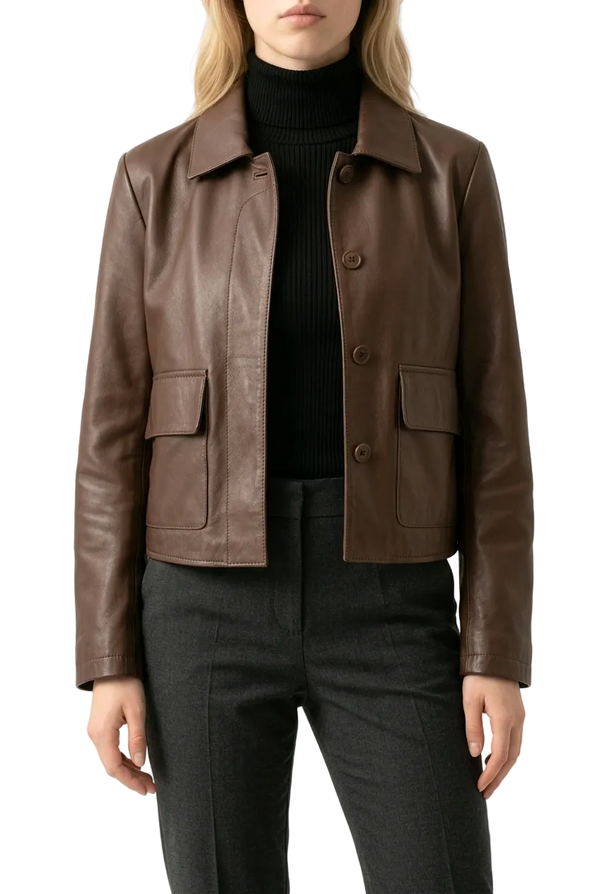 VALIA - Women's Brown Leather Jacket